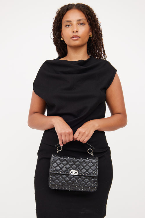 Valentino Black Quilted Rockstud Shoulder Bag