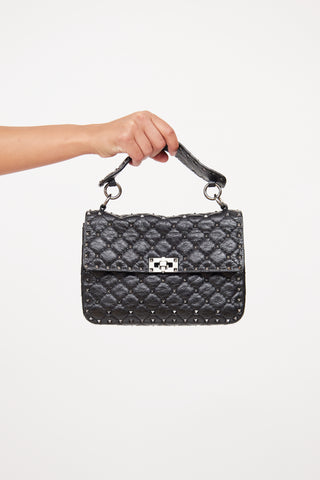 Valentino Black Quilted Rockstud Shoulder Bag