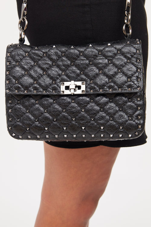 Valentino Black Quilted Rockstud Shoulder Bag