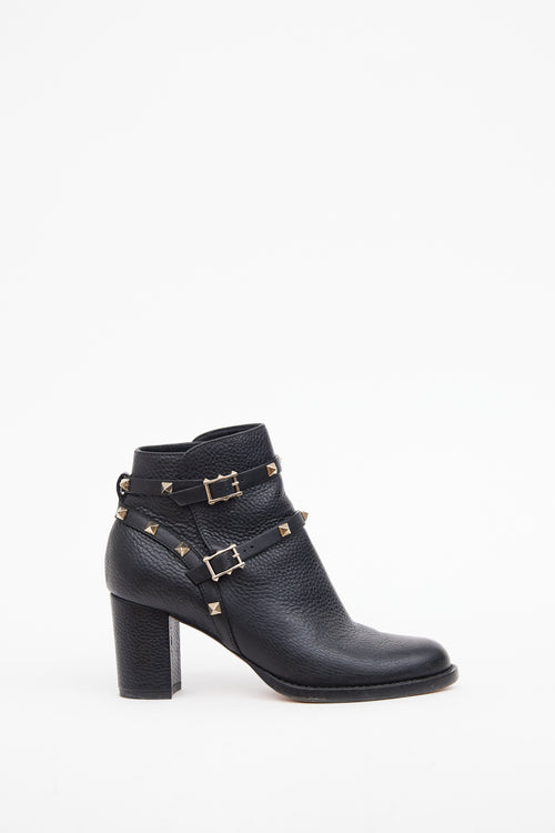 Valentino Black Rockstud Ankle Boot