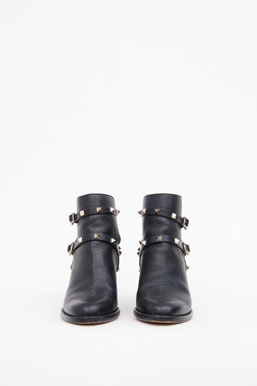 Valentino Black Rockstud Ankle Boot