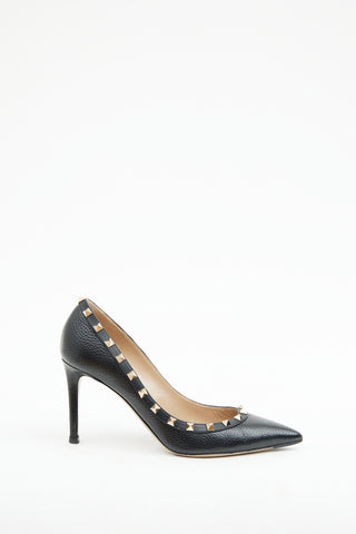 Valentino Black Leather Rockstud 100 Pump