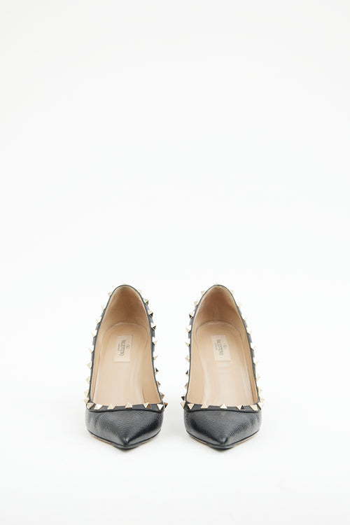 Valentino Black Leather Rockstud 100 Pump