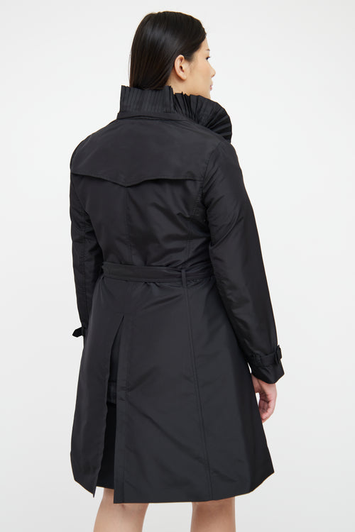 Valentino Black Pleated Trim Coat