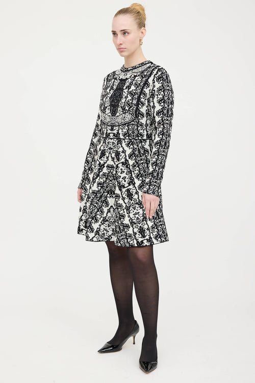 Valentino Jacquard Knit Pattern Dress