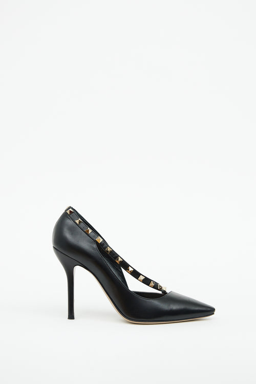 Valentino Black & Beige Leather Rockstud Pump