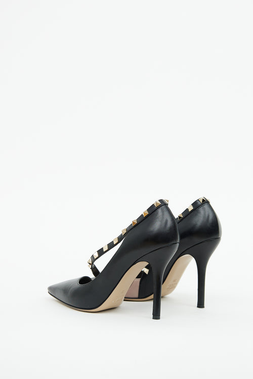 Valentino Black & Beige Leather Rockstud Pump