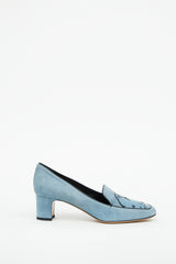 Valentino Blue Suede Heeled Loafer