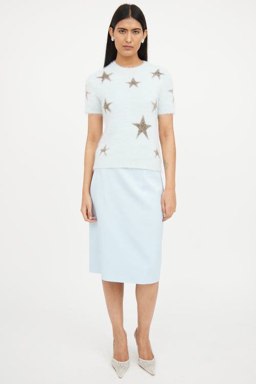 Valentino Blue Star Detail Angora Top