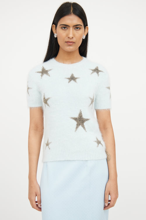 Valentino Blue Star Detail Angora Top