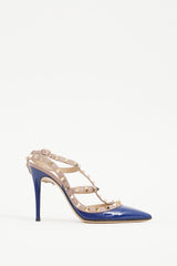 Valentino Blue & Pink Rockstud Caged 100 Heel