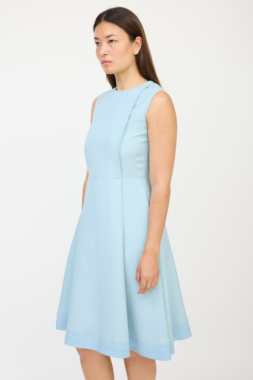 Valentino Blue Wool Pleated Dress