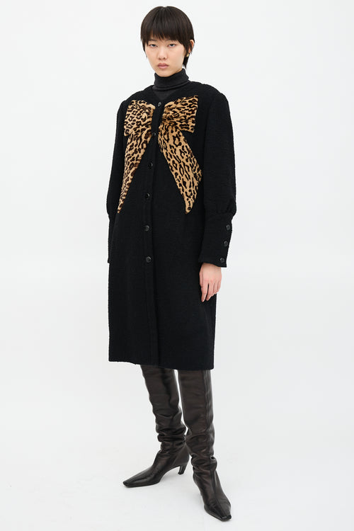 Valentino Boucle Wool Bow Coat