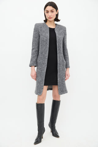 Valentino Boutique Vintage Heathered Grey Wool  Coat