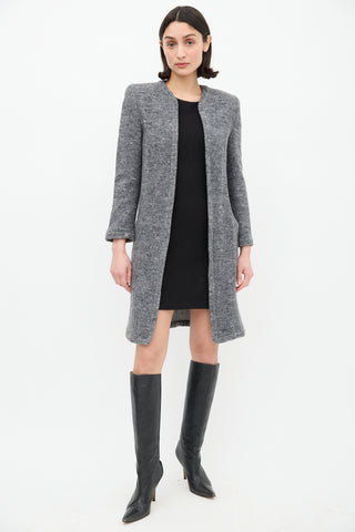 Valentino Boutique Vintage Heathered Grey Wool  Coat