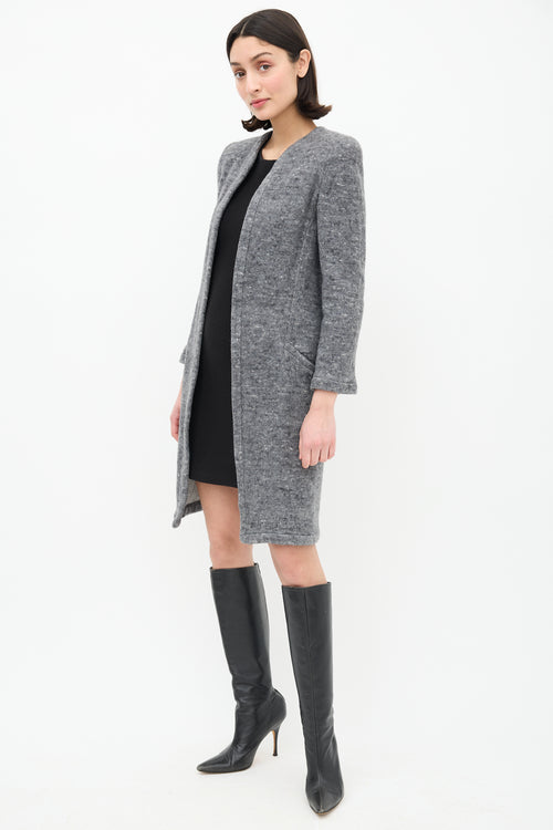 Valentino Boutique Vintage Heathered Grey Wool  Coat