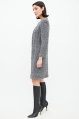Valentino Boutique Vintage Heathered Grey Wool  Coat