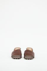 Valentino Brown Leather Heeled Rockstud Sandal