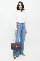 Valentino Burgundy & Gold Rockstud Quilted Leather Bag