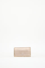 Valentino Champagne Metallic Leather Rockstud Flap Bag