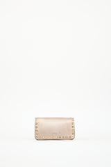 Valentino Champagne Metallic Leather Rockstud Flap Bag