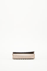 Valentino Champagne Metallic Leather Rockstud Flap Bag