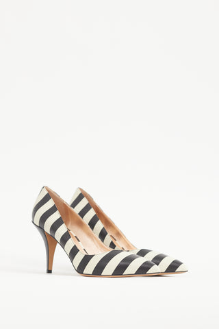 Valentino Cream & Black Striped Pump