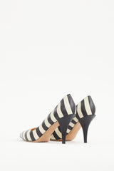 Valentino Cream & Black Striped Pump