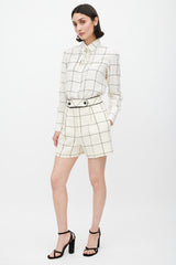 Valentino Cream & Black Wool Printed Short