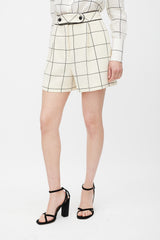 Valentino Cream & Black Wool Printed Short
