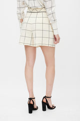 Valentino Cream & Black Wool Printed Short