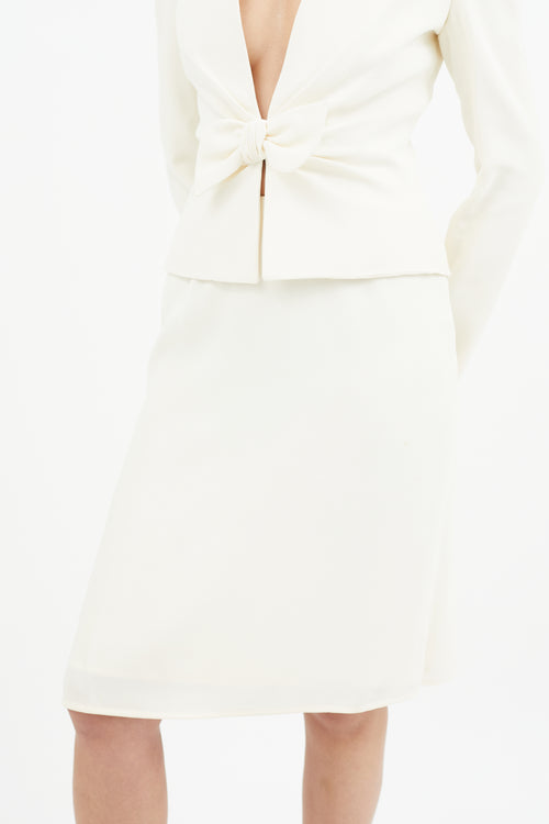 Valentino Vintage Cream Bow Skirt Suit