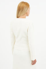 Valentino Vintage Cream Bow Skirt Suit