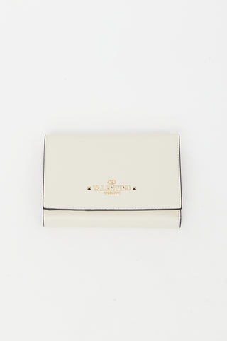 Valentino Cream Leather Trifold Wallet