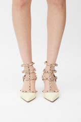 Valentino Cream & Pink Rockstud 65 Pump