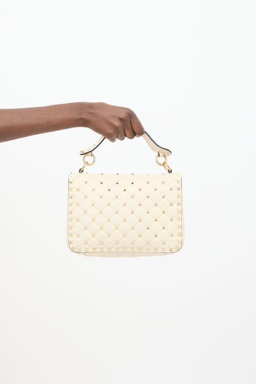 Valentino Cream Quilted Leather Rockstud Flap Bag