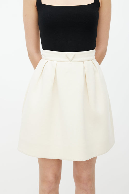 Valentino Cream Ruffled Wool Skirt