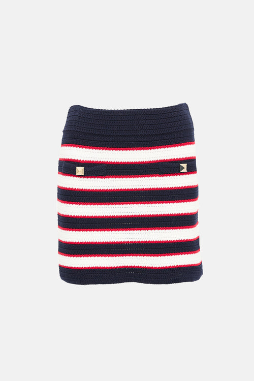Valentino Crochet Striped Mini Skirt