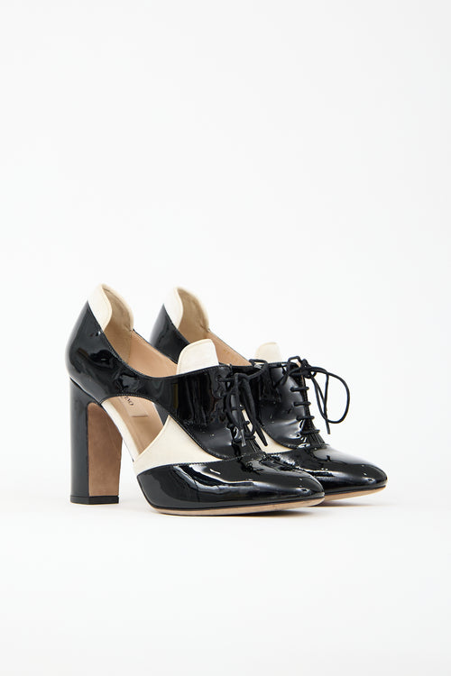 Valentino Patent & Velvet Spectator Booties