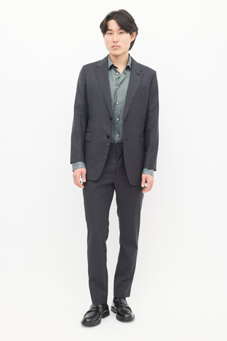 Valentino Dark Grey Wool Check Suit