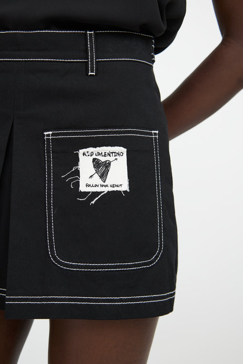 Red Valentino Black White Stitch Skort