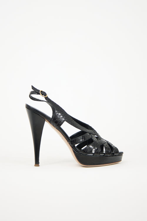 Valentino Embossed Leather Platform Heel