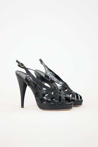 Valentino Embossed Leather Platform Heel