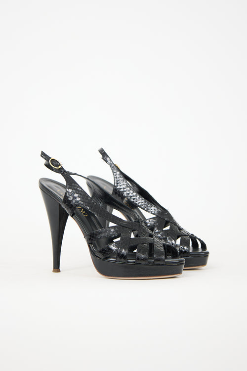 Valentino Embossed Leather Platform Heel