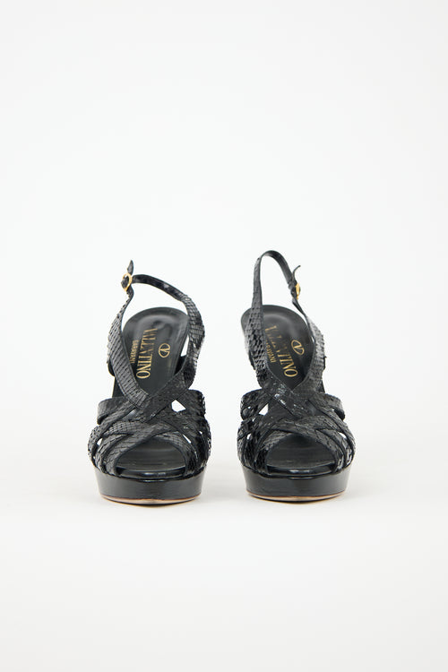 Valentino Embossed Leather Platform Heel