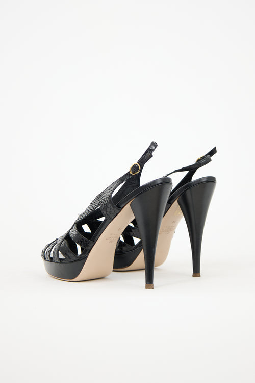 Valentino Embossed Leather Platform Heel