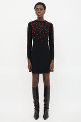 Valentino Floral Embroidered Flare Dress