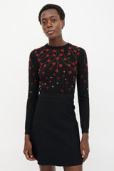 Valentino Floral Embroidered Flare Dress