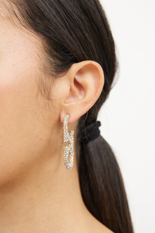 Gold & Swarovski Crystal V Earring