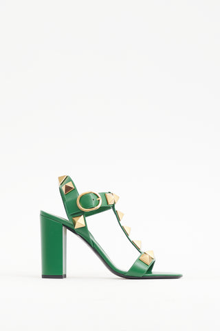 Valentino Green & Gold Roman Rockstud Heel